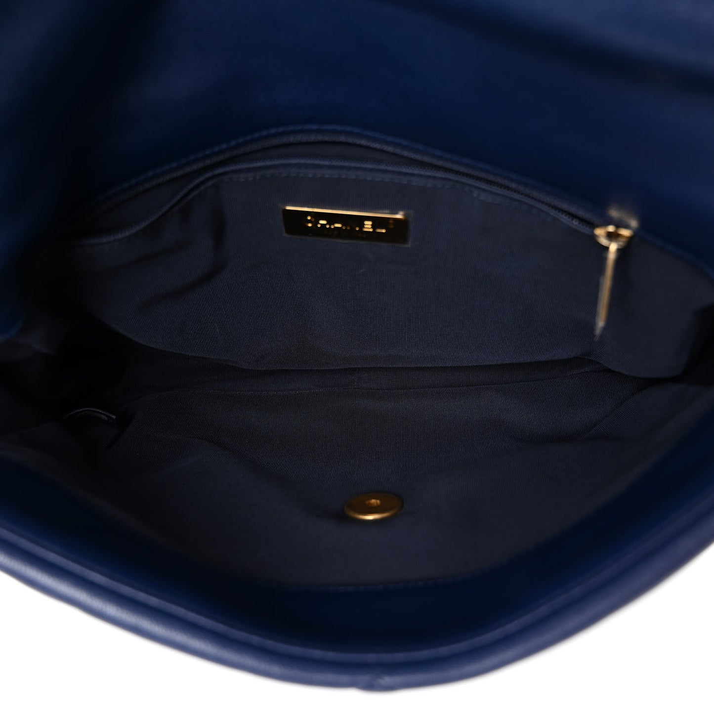 Goatskin Quilted Large Chanel 19 Flap Dark Blue