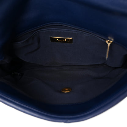 Chanel Goatskin Quilted Large Chanel 19 Flap Dark Blue 5 of 10