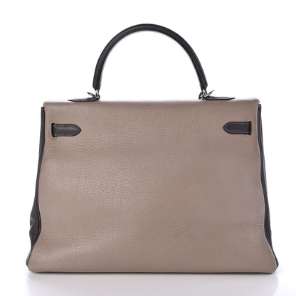 Hermes Taurillon Clemence Tri-color Kelly Retourne 35 Graphite Gris Tourterelle Gris Clair 5 of 36