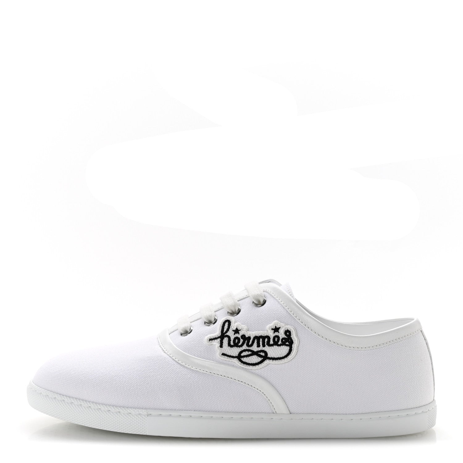 Hermes Canvas Embroidered Innocent Sneakers 41 White 1 of 9