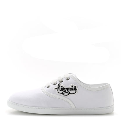 Hermes Canvas Embroidered Innocent Sneakers 41 White 1 of 9
