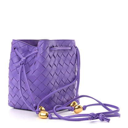 Bottega Veneta Nappa Intrecciato Small Drawstring Bucket Bag Purple 3 of 11