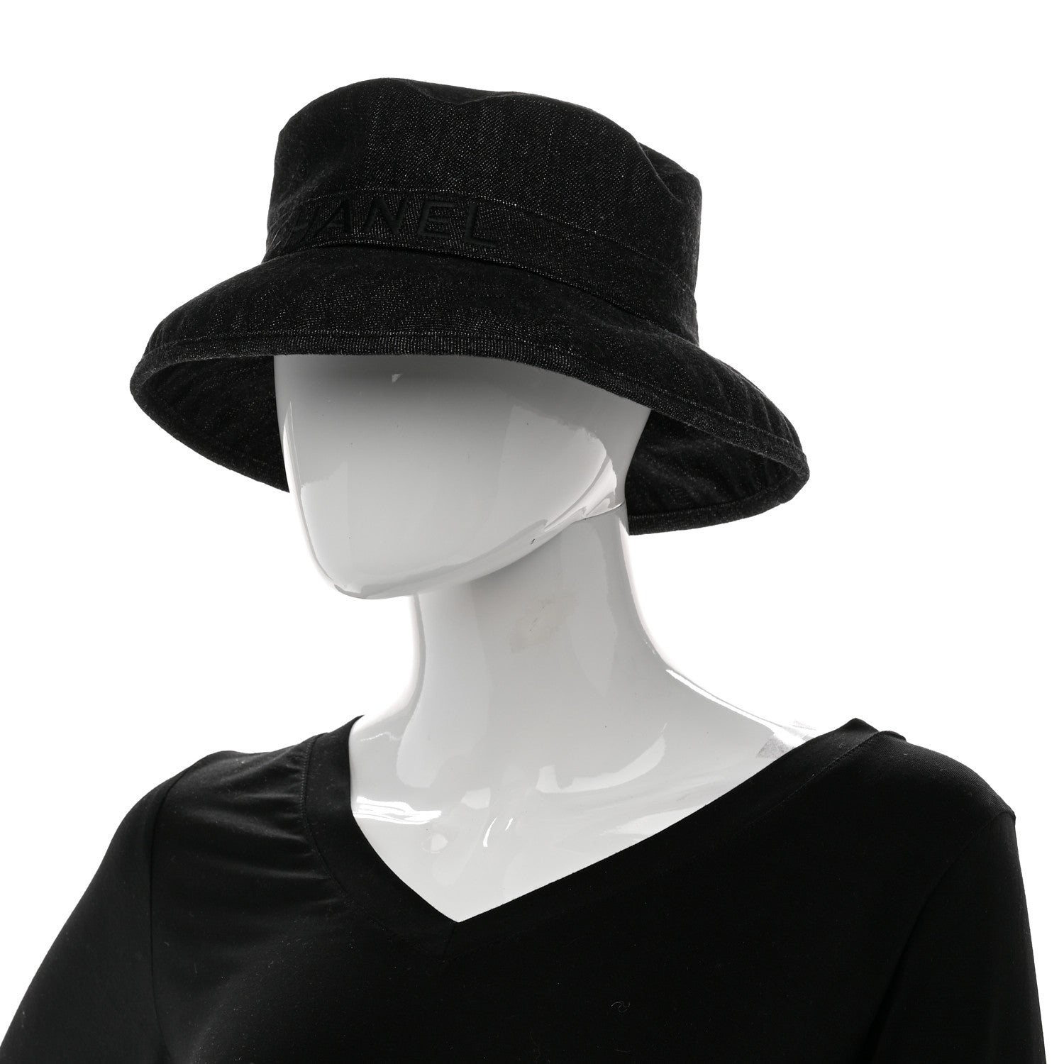 Chanel Denim Logo Bucket Hat S Black 2 of 8