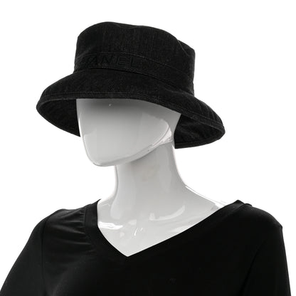 Chanel Denim Logo Bucket Hat S Black 2 of 8