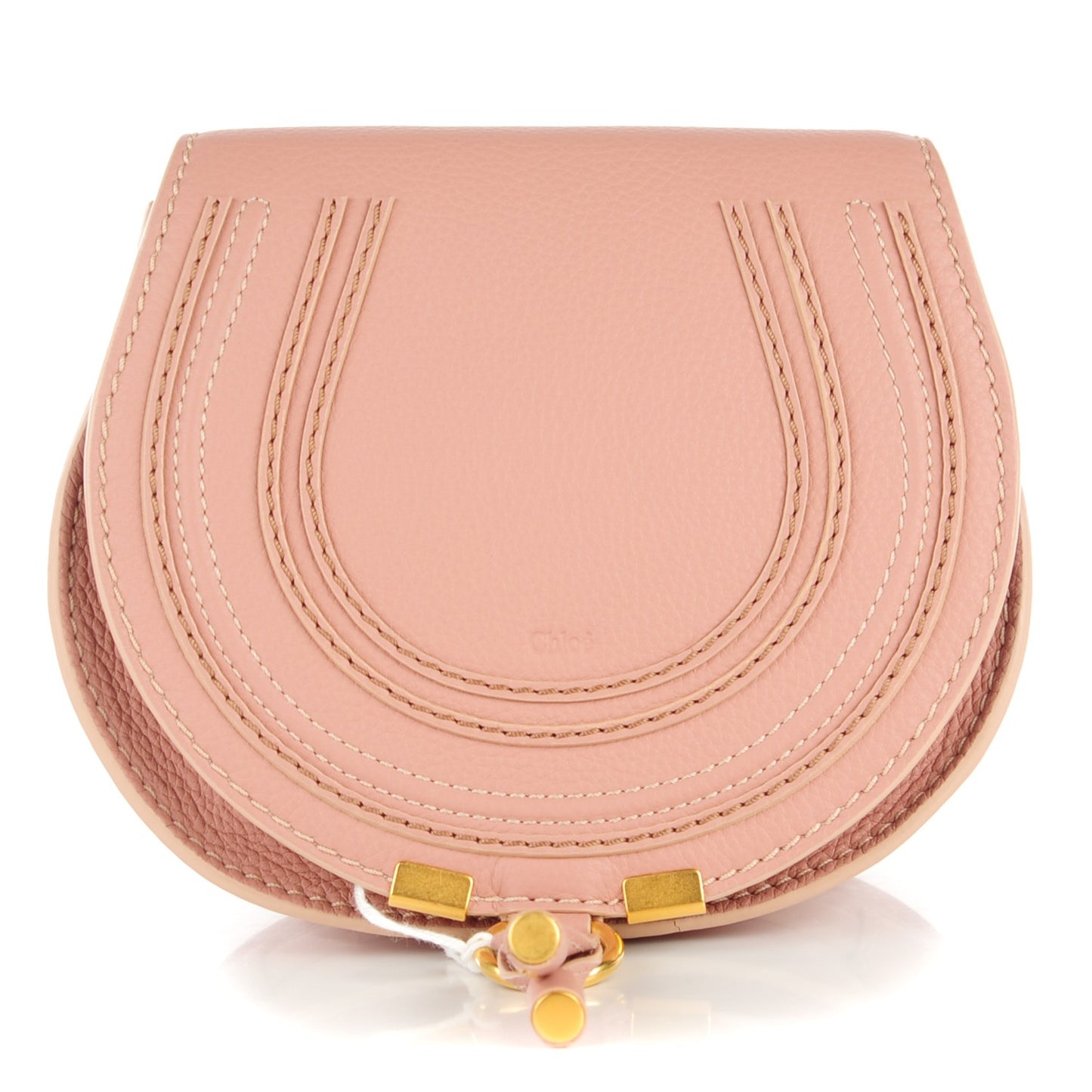 Grained Calfskin Small Marcie Saddle Bag Anemone Pink