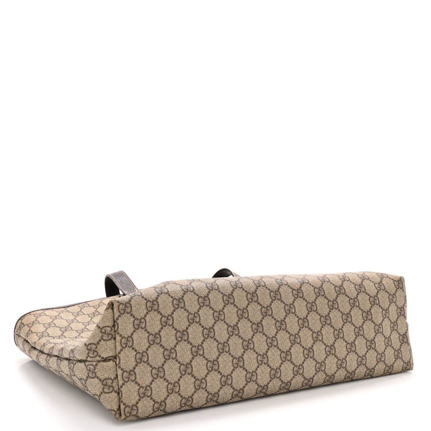 GG Supreme Monogram Medium Zippered Shopping Tote Dark Brown