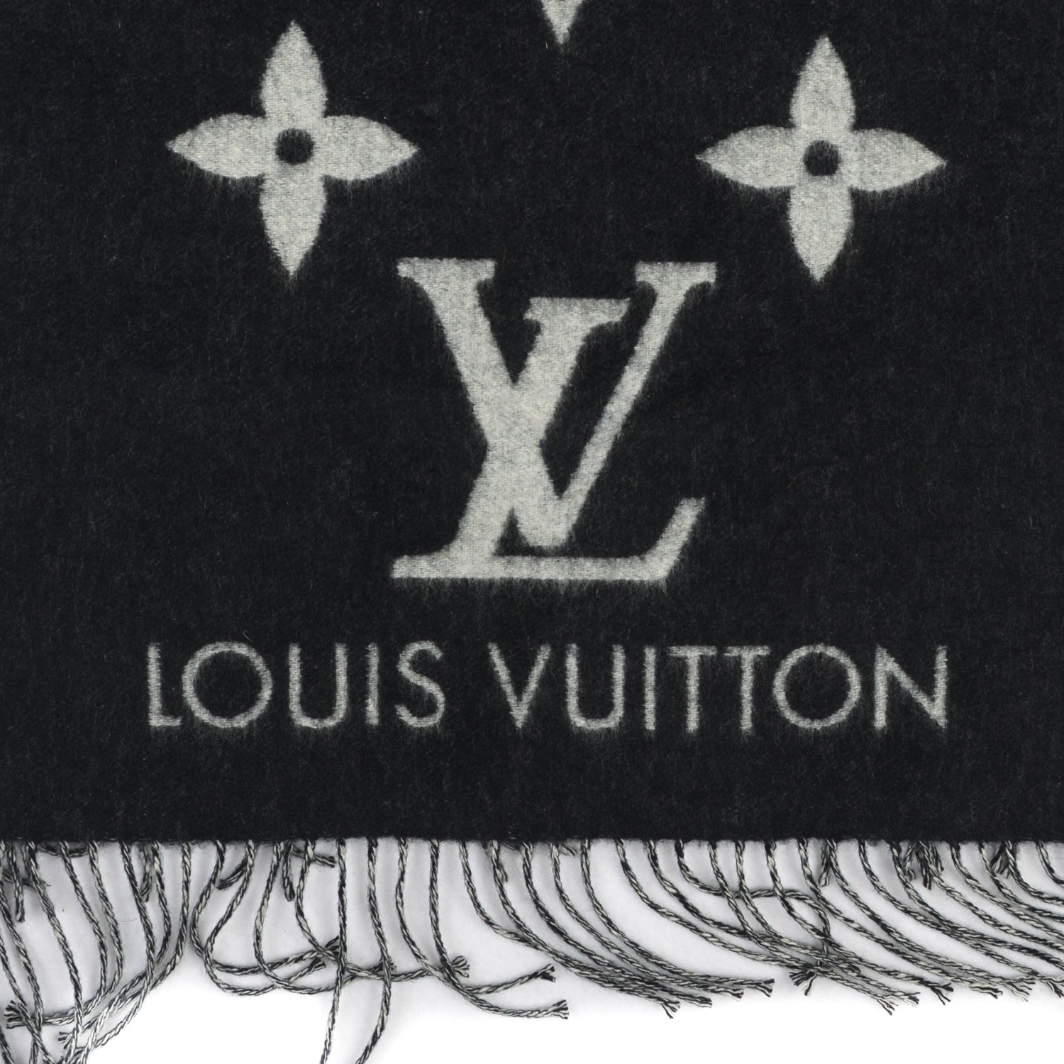 Louis Vuitton Cashmere Monogram Reykjavik Scarf Black 4 of 5