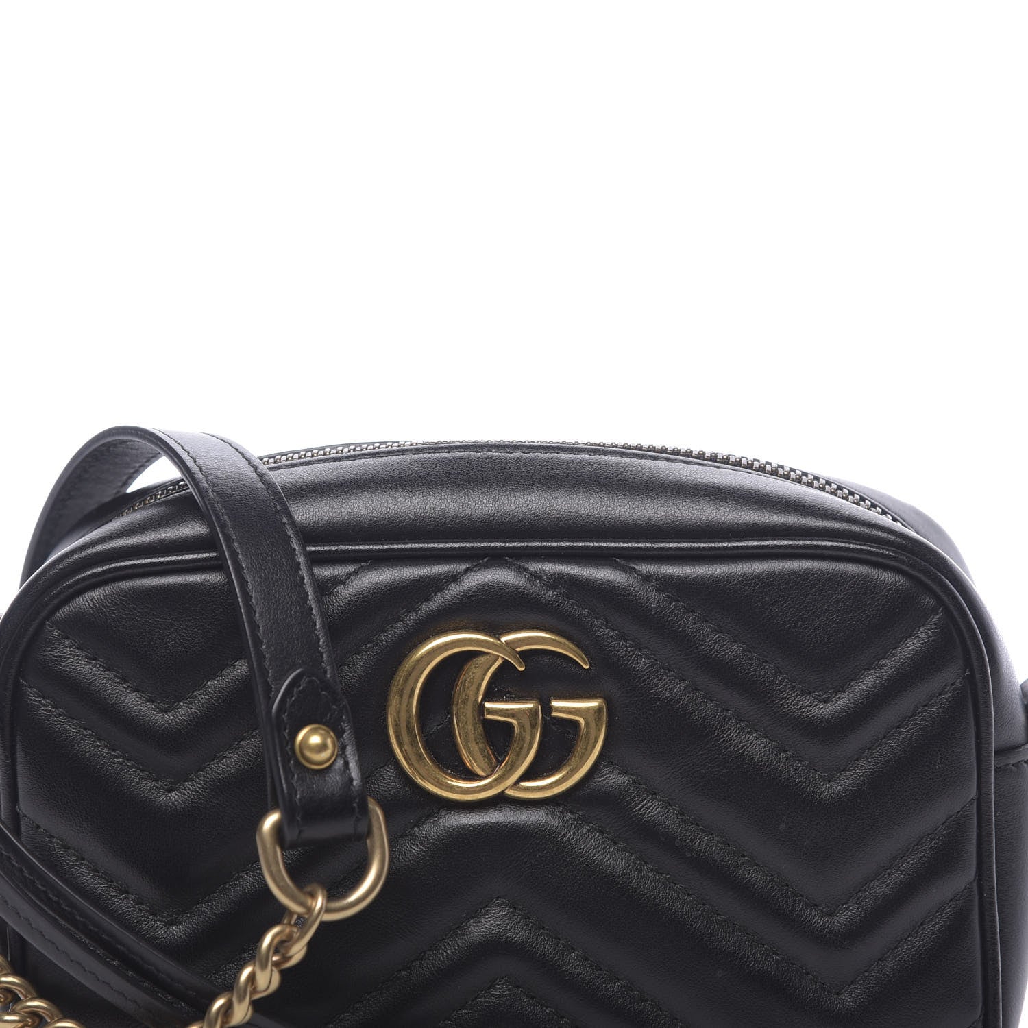 Gucci Calfskin Matelasse Mini GG Marmont Chain Shoulder Bag Black 11 of 11