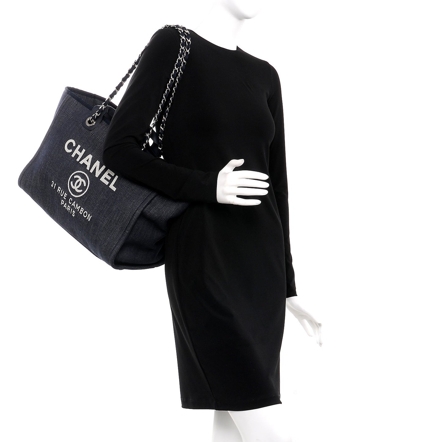 Canvas Large Deauville Tote Dark Blue