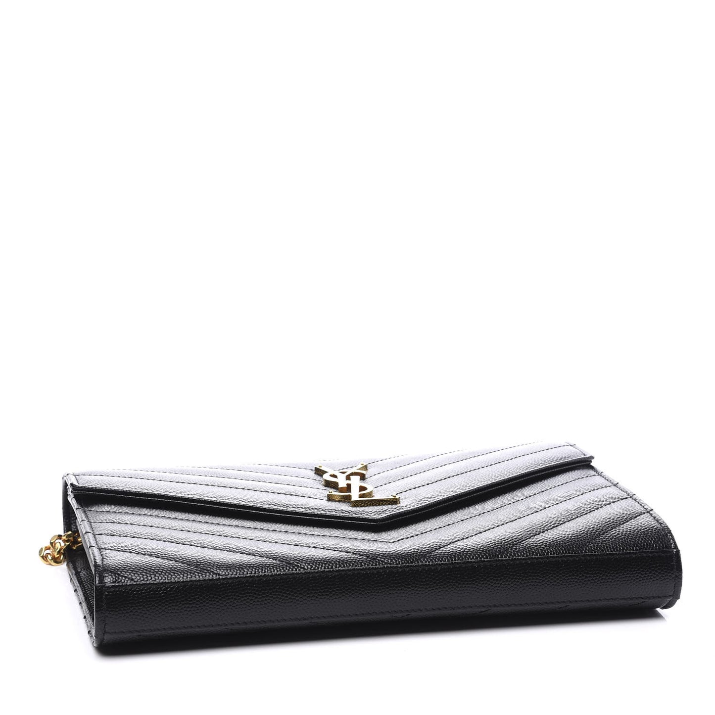 Grain De Poudre Matelasse Chevron Monogram Chain Wallet Black