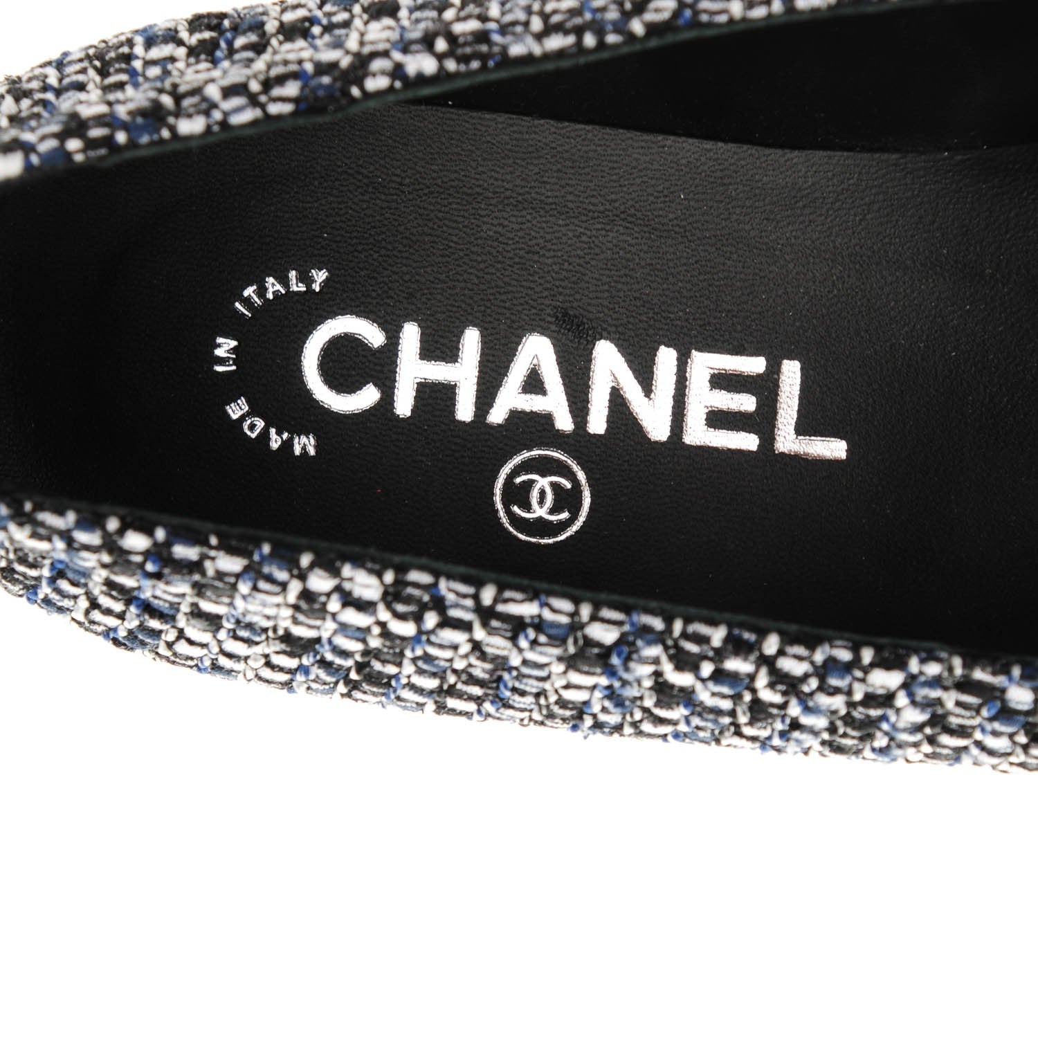 Chanel Tweed Lambskin Cap Toe Charm Loafers 38.5 Black Multicolor 7 of 8