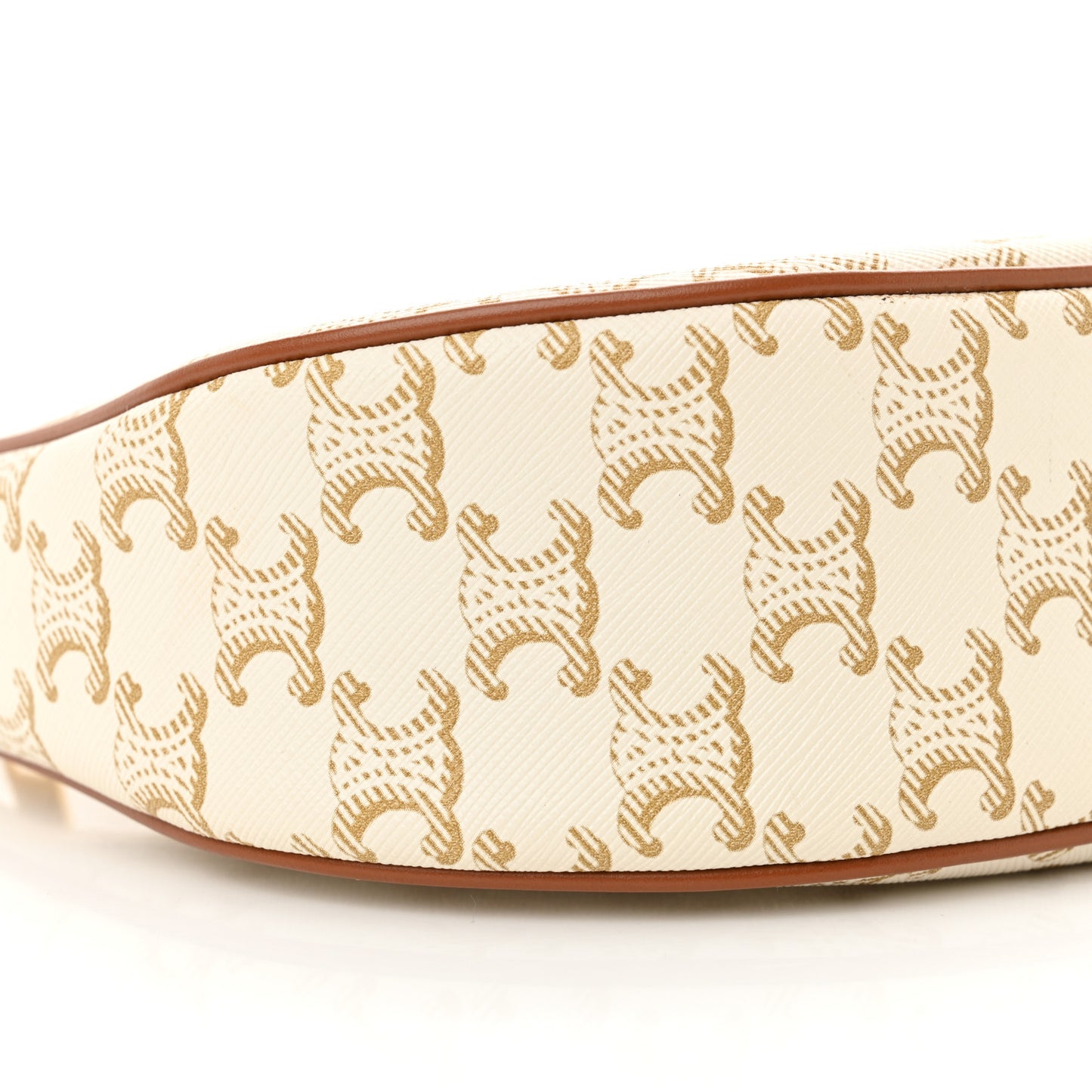 Canvas Calfskin Ava Triomphe Shoulder Bag White