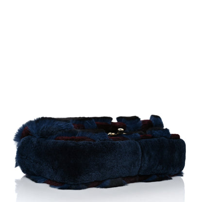 Chanel Orylag Rabbit Fur Chevron Small Single Flap Burgundy Blue 4 of 10
