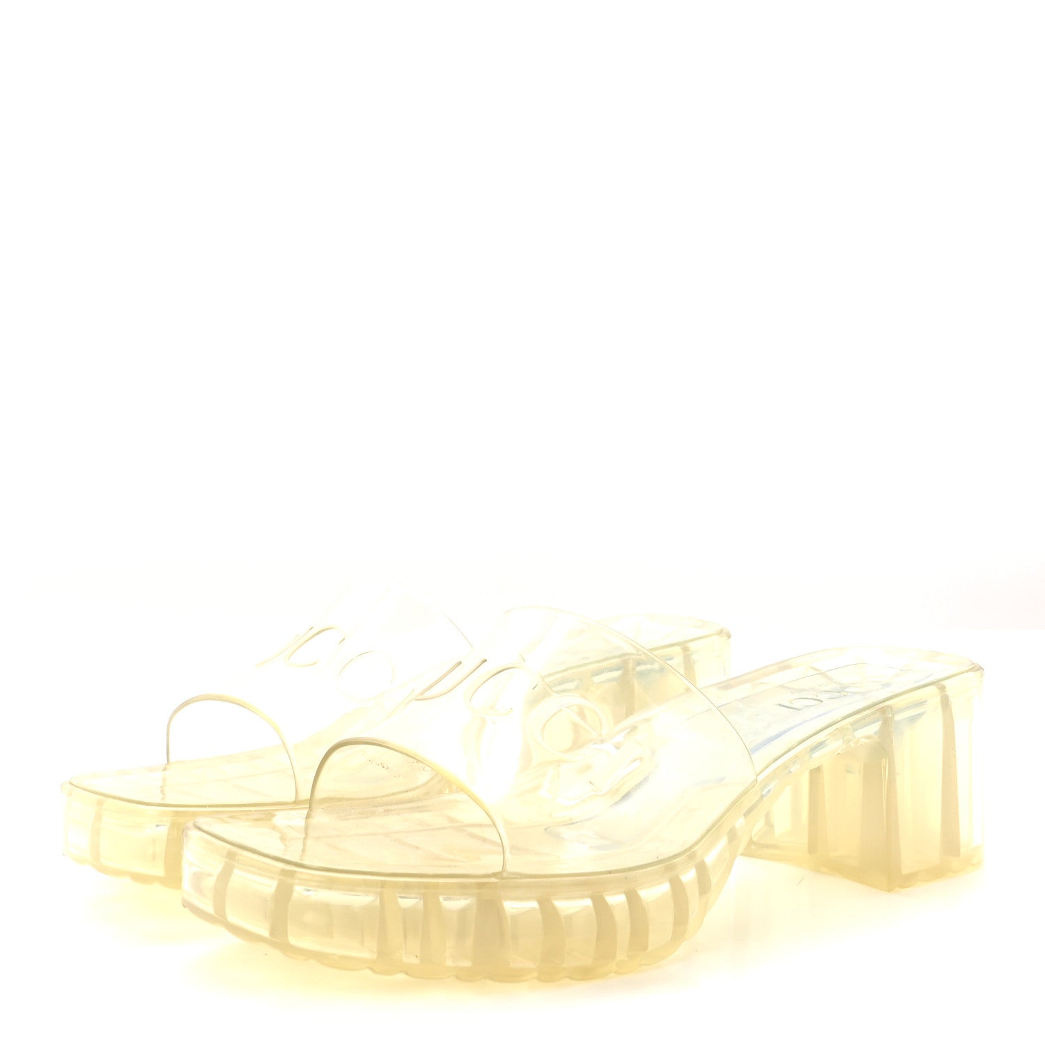 Gucci Rubber Gucci Logo Womens Platform 20/60mm Slide Sandals 35 Transparent 4 of 8