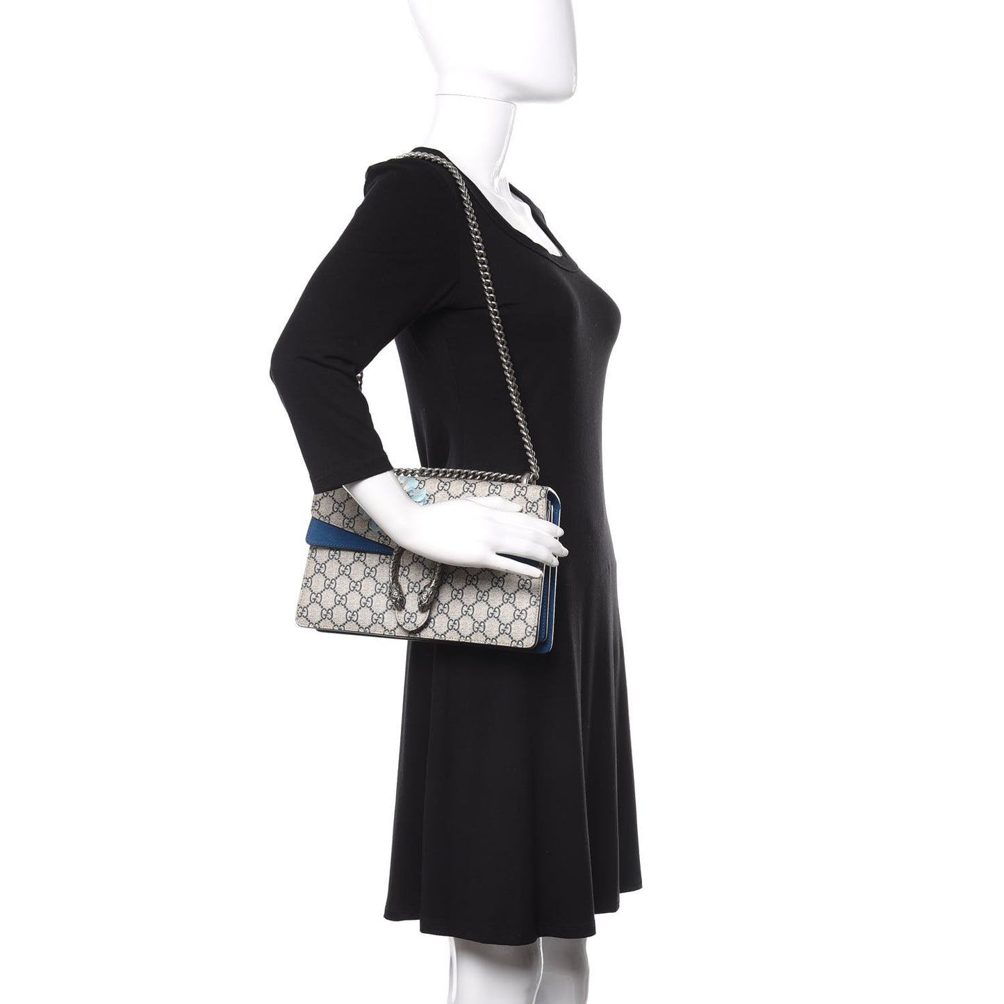GG Supreme Monogram Blooms Small Dionysus Shoulder Bag Beige Navy Vintage Blue