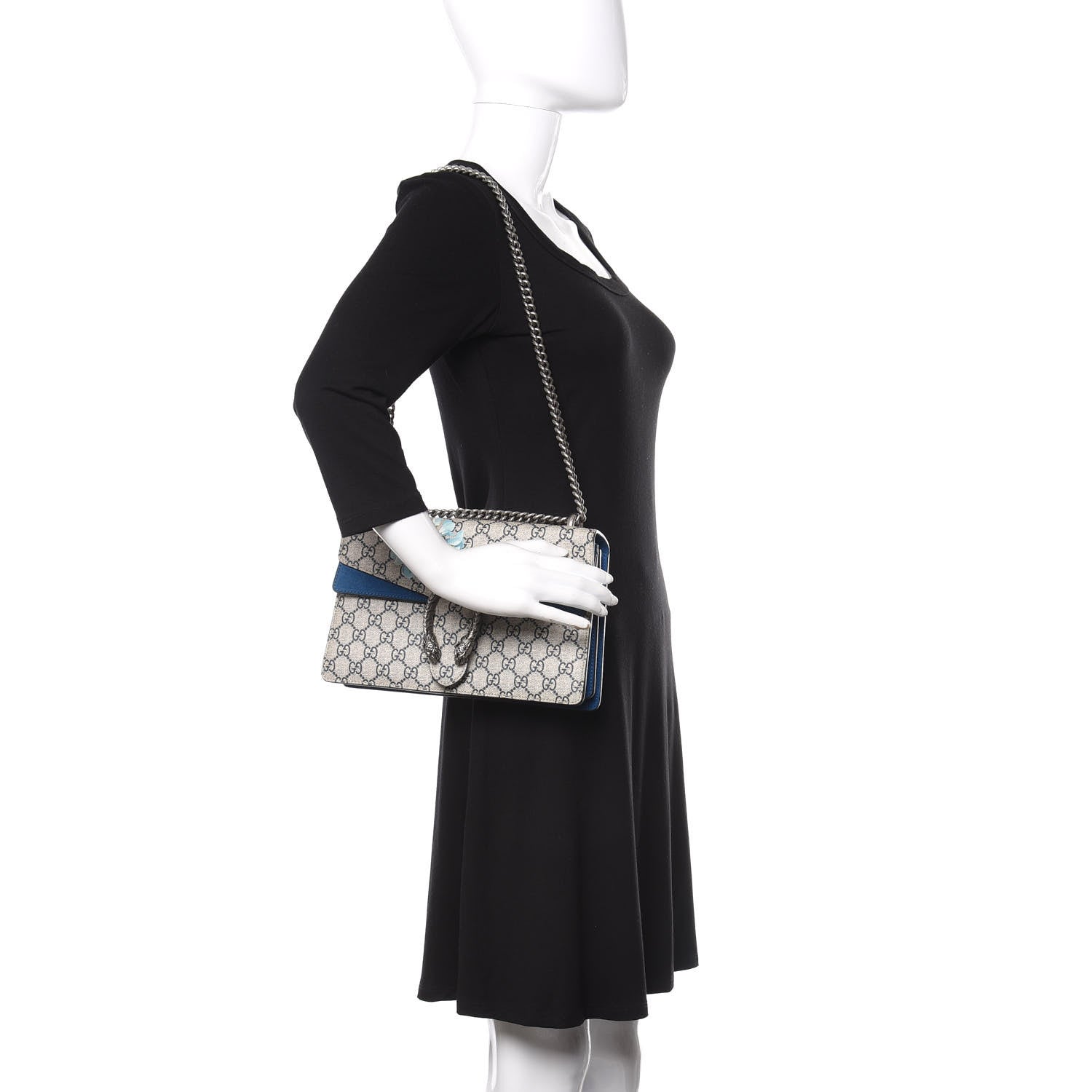 Gucci GG Supreme Monogram Blooms Small Dionysus Shoulder Bag Beige Navy Vintage Blue 3 of 10
