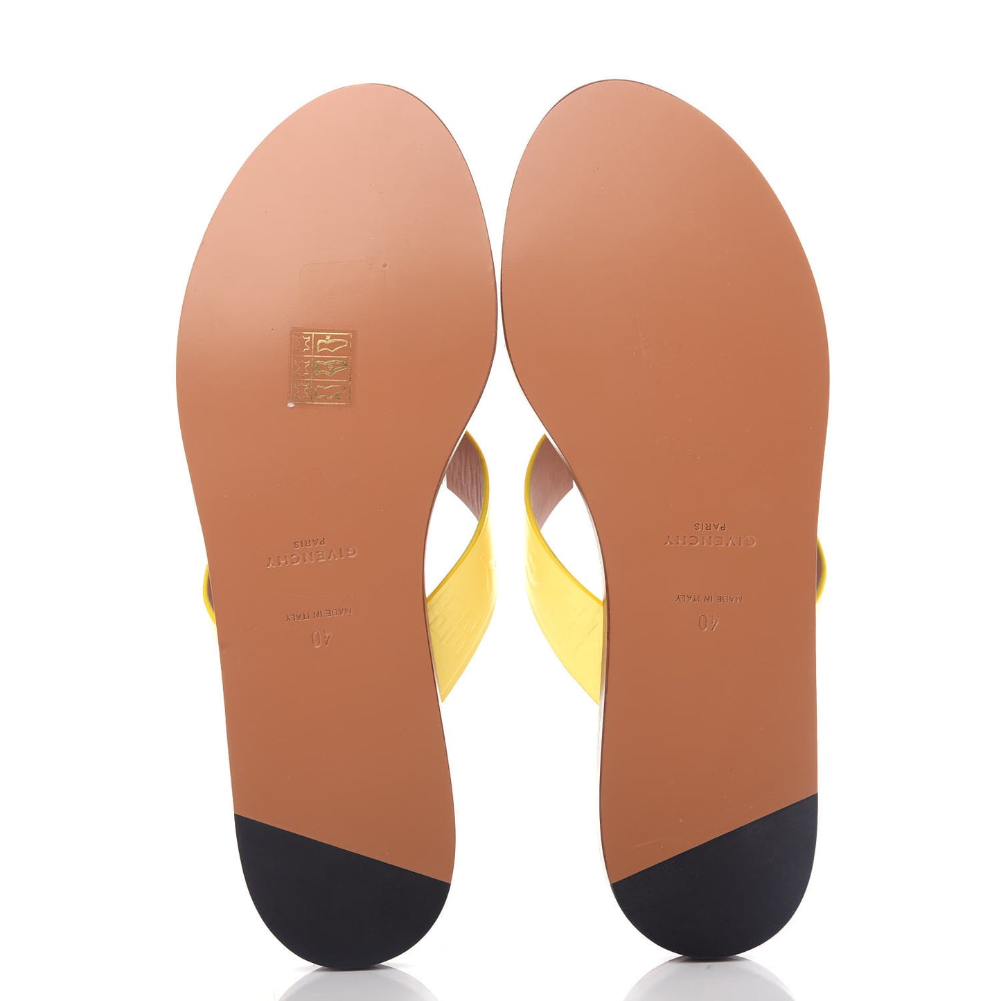 Calfskin Logo Strap Sandals 40 Lemon