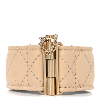 Chanel Lambskin Quilted Pearl CC Cuff Bracelet S Beige 3 of 4
