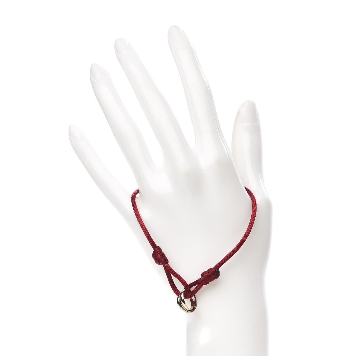 Cartier 18K Pink Yellow White Gold Trinity Cord Bracelet Red 3 of 6