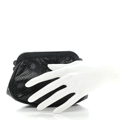 Bottega Veneta Snakeskin Clutch Black 2 of 11