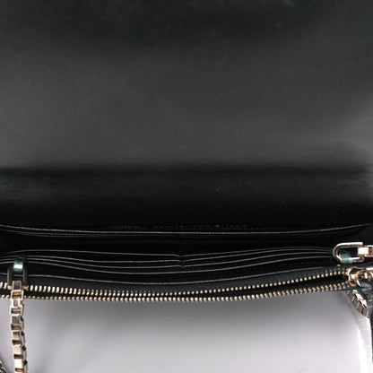 Balenciaga Calfskin Crocodile Embossed Classic Silver Hardware Wallet on Chain Black 4 of 9