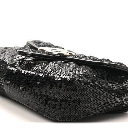 Gucci Sequin Matelasse Diagonal Mini GG Marmont Shoulder Bag Black 10 of 10