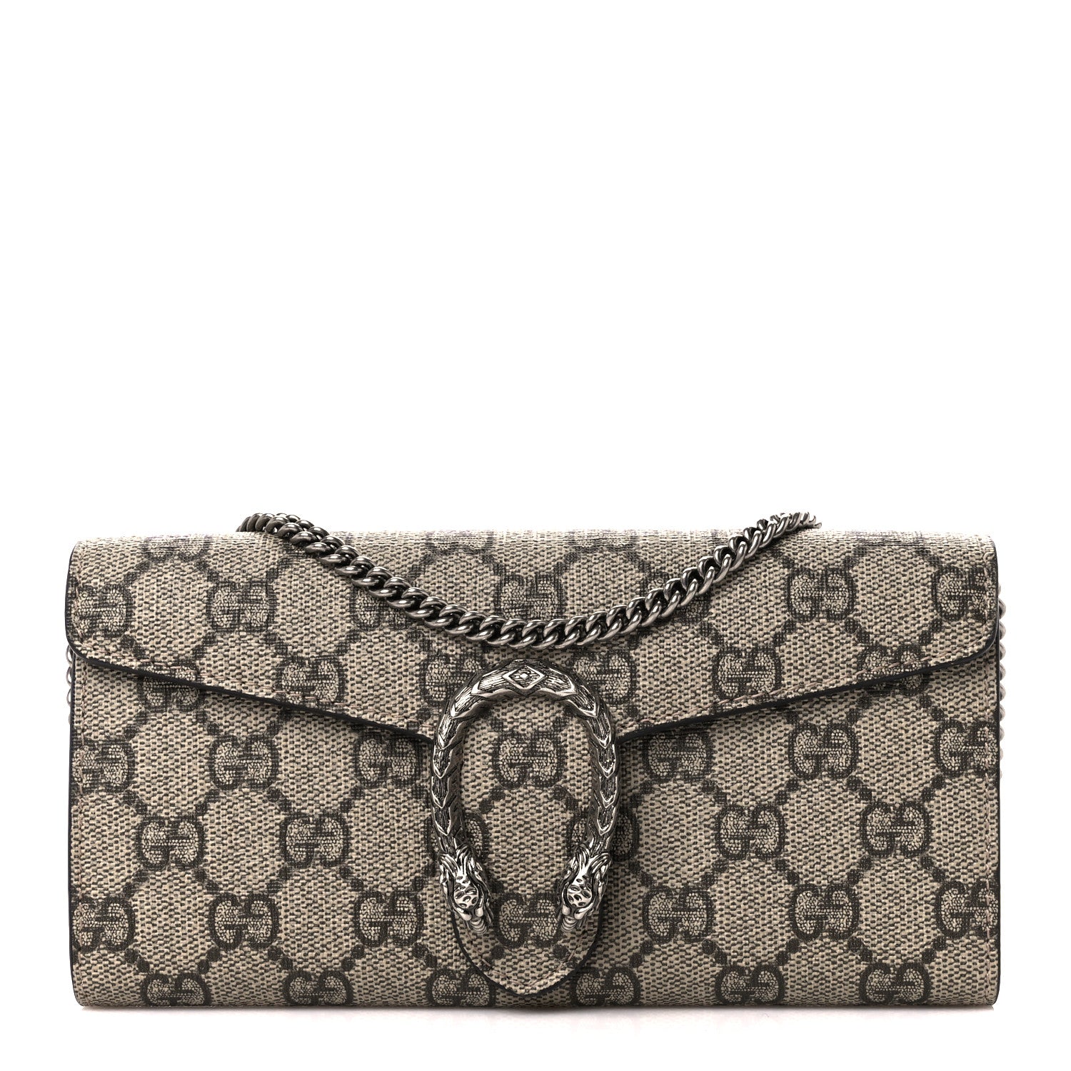 Gucci GG Supreme Monogram Dionysus Chain Clutch Wallet Beige Taupe 1 of 10