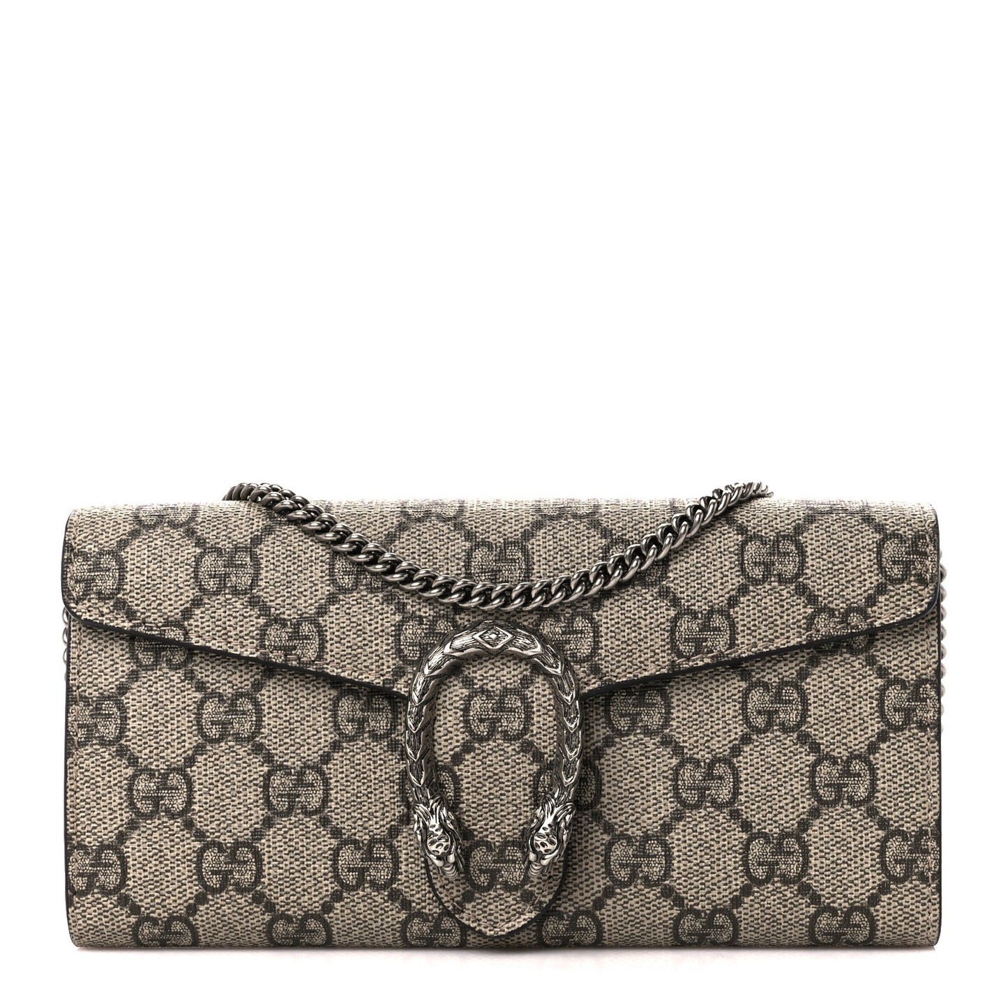 GG Supreme Monogram Dionysus Chain Clutch Wallet Beige Taupe