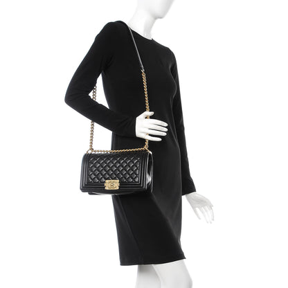 Chanel Lambskin Quilted Medium Boy Flap Black 2 of 8