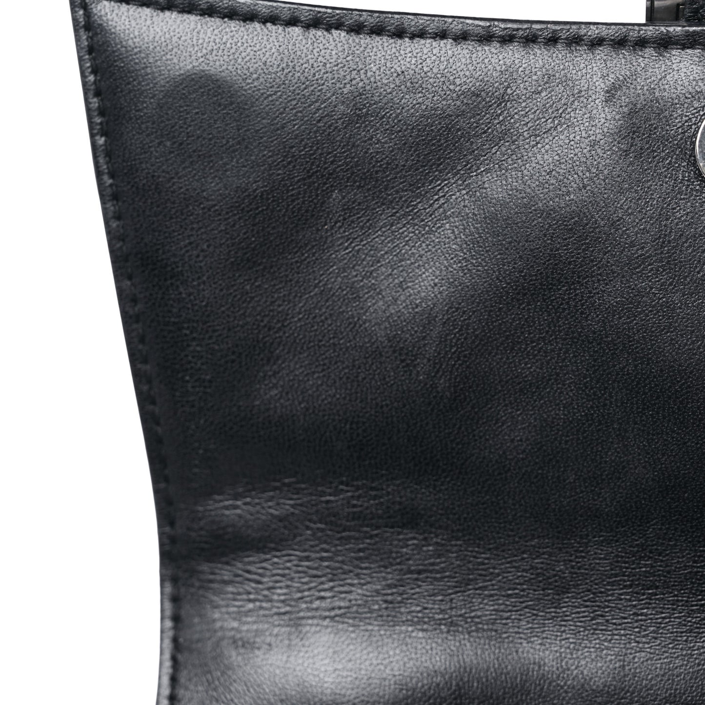 Grained Calfskin Small Hourglass Top Handle Bag Black