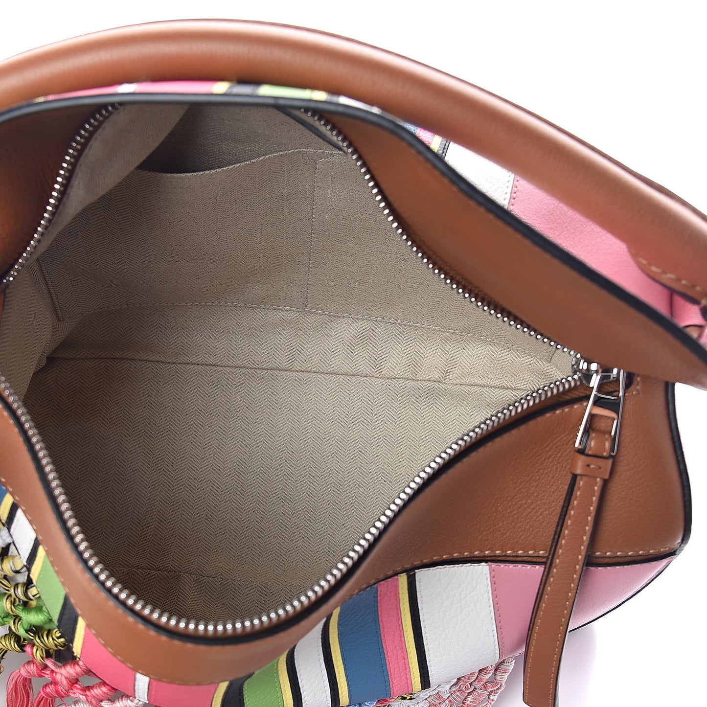 Calfskin Small Fringe Puzzle Bag Pink Multicolor