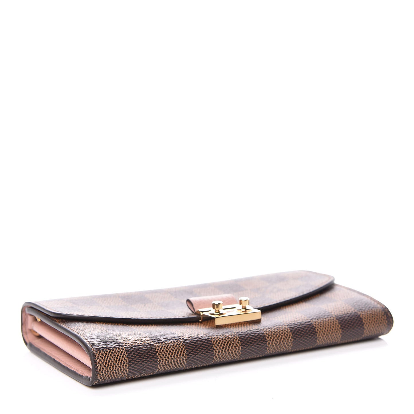 Damier Ebene Croisette Chain Wallet Rose Ballerine
