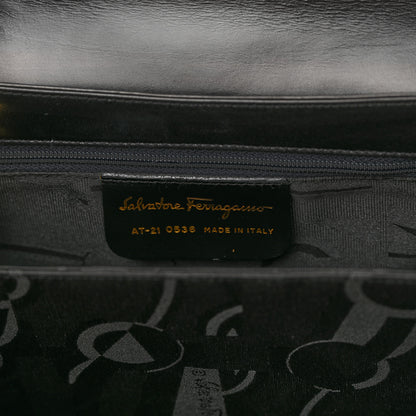 Salvatore Ferragamo Brushed Off Calfskin Iconic Large Top Handle Bag Black 6 of 17