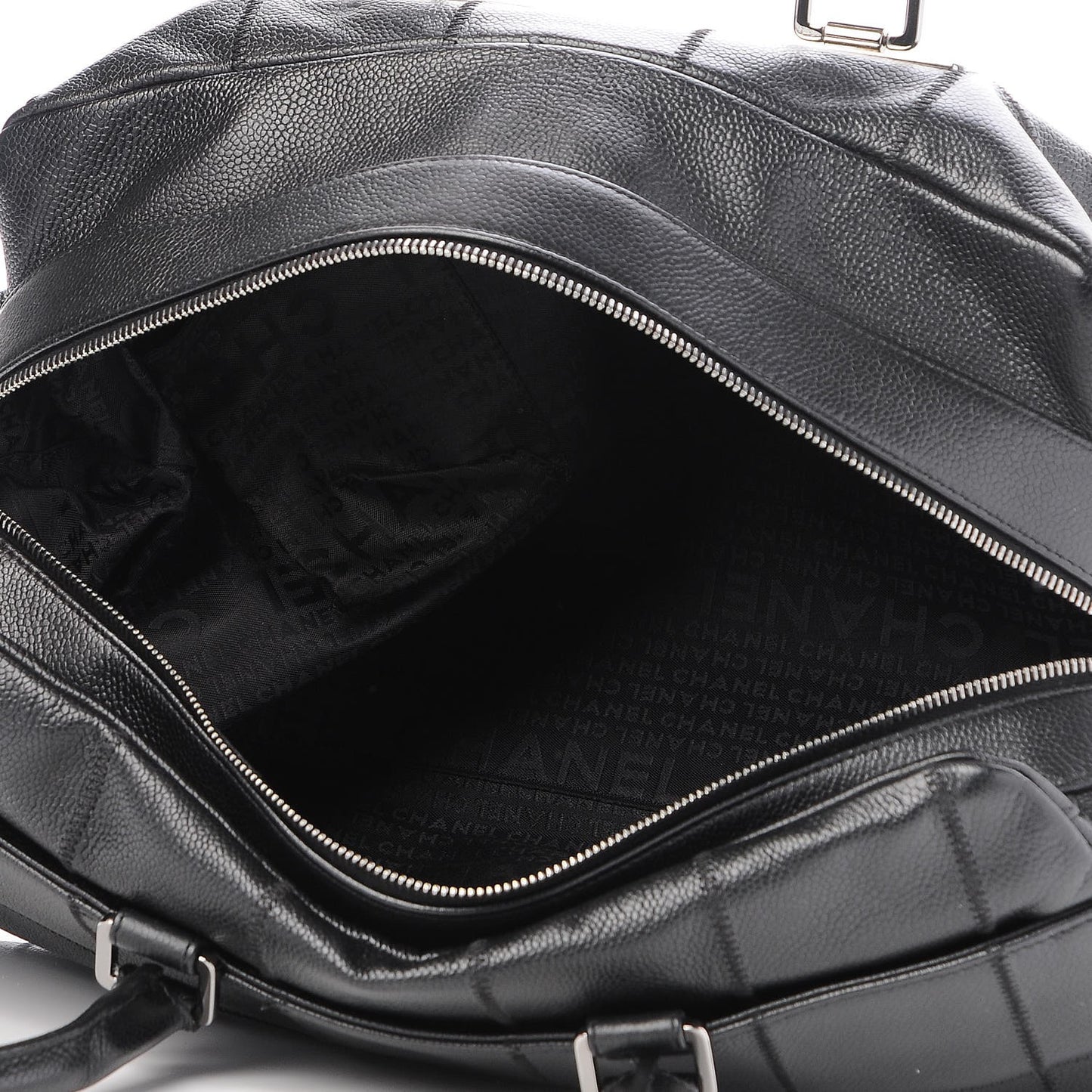 Caviar Square Stitched Large Satchel Black