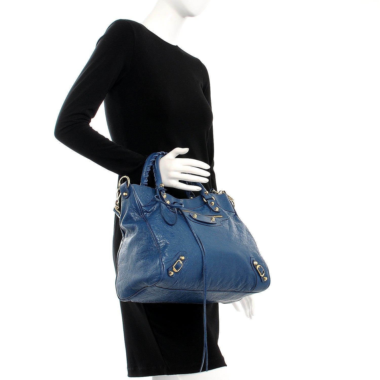 Balenciaga Agneau Classic Gold Hardware Velo Bleu Profond 3 of 8