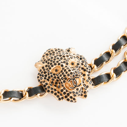 Chanel CHANE Lambskin Crystal Lion Chain Belt Gold 3 of 5