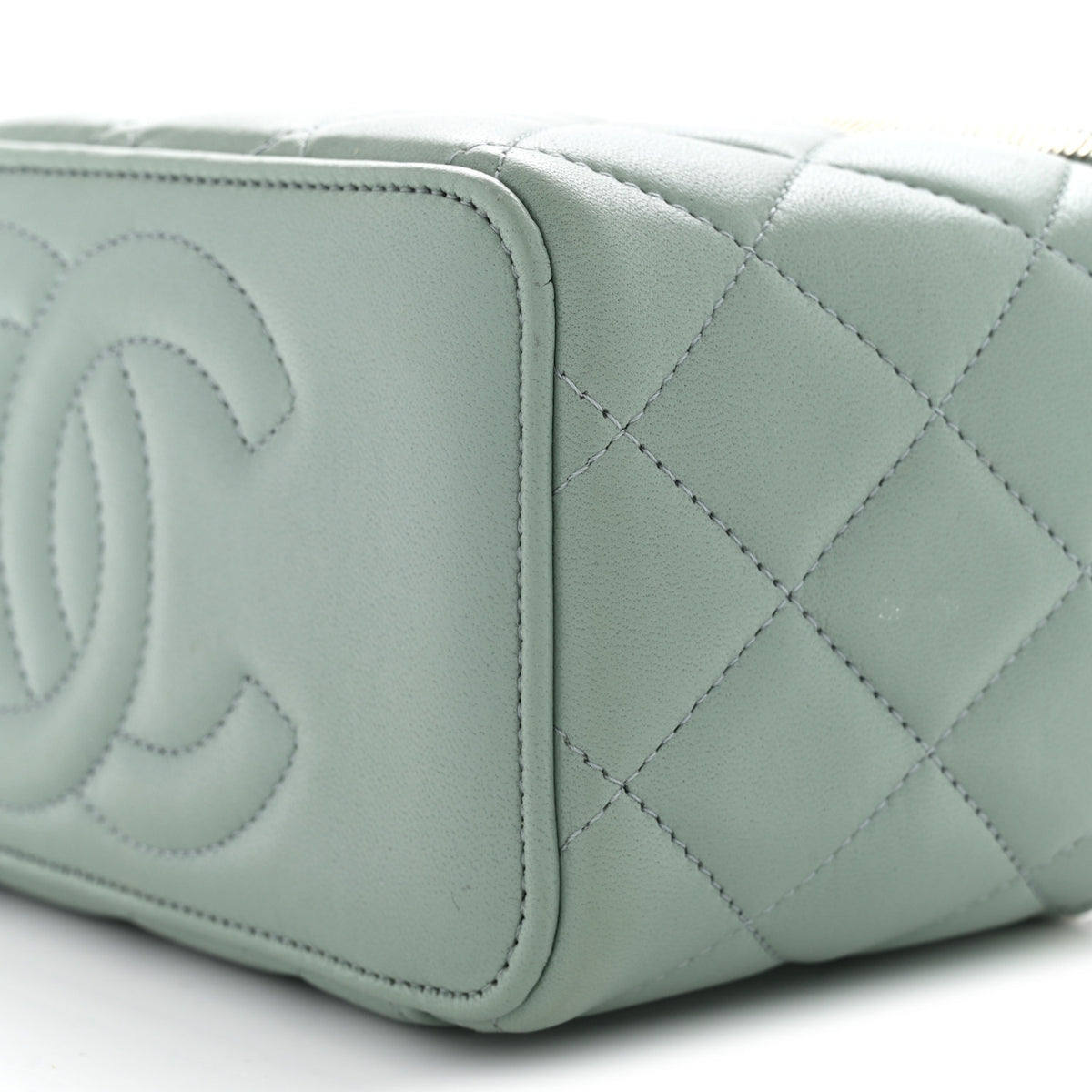 Chanel Lambskin Quilted Small Top Handle Vanity Case With Chain Light Green 9 of 10
