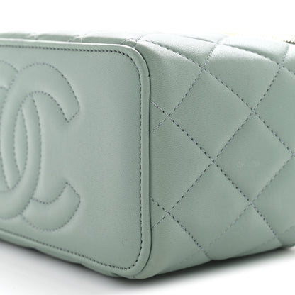 Chanel Lambskin Quilted Small Top Handle Vanity Case With Chain Light Green 9 of 10