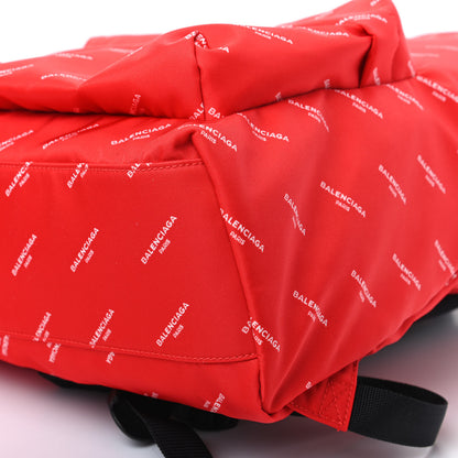 Balenciaga Twill Nylon Allover Logo Print Explorer Backpack Rouge Vermillion White 9 of 9