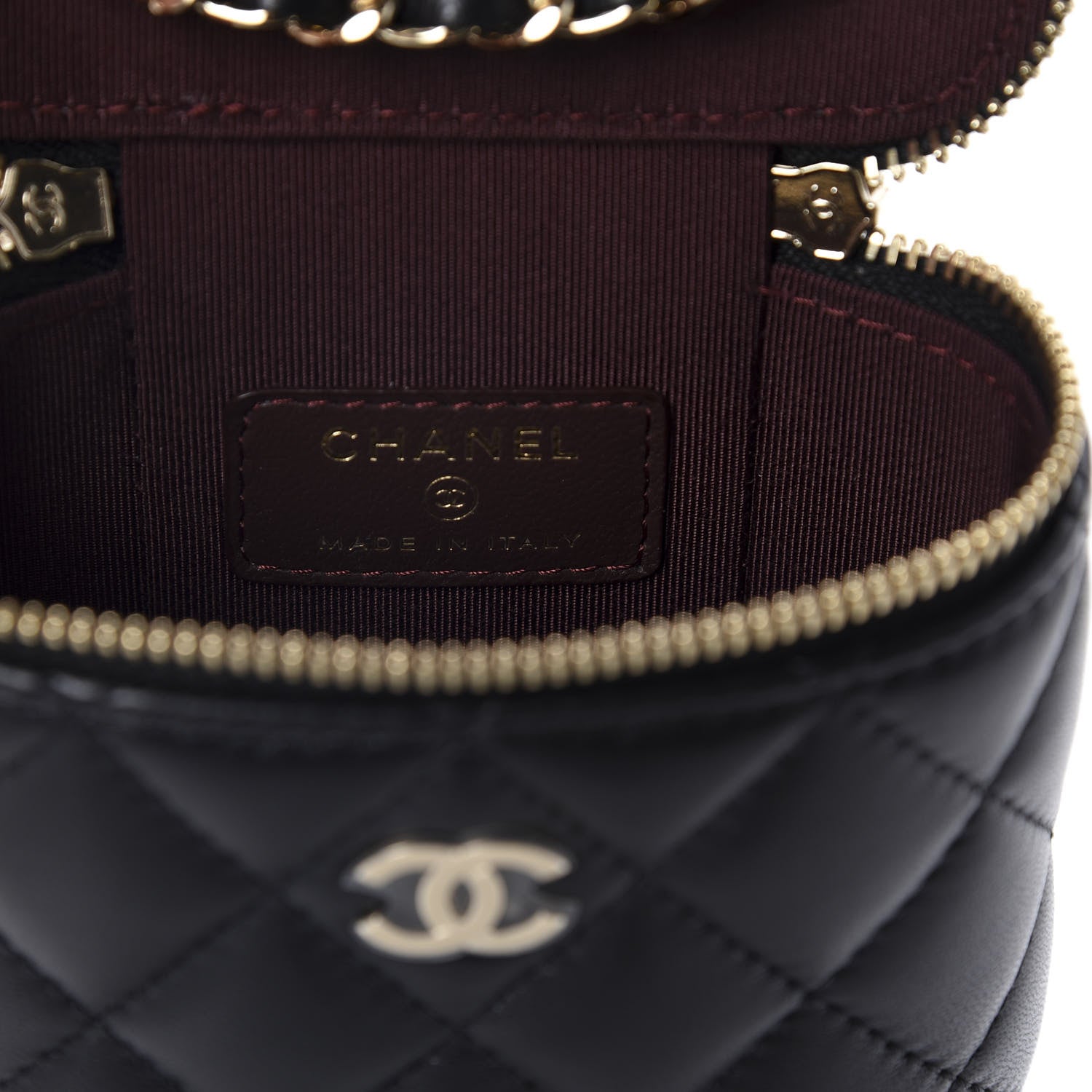 Chanel Lambskin Quilted Small Vertical Coco Beauty Vanity Case With Chain Black 7 of 10