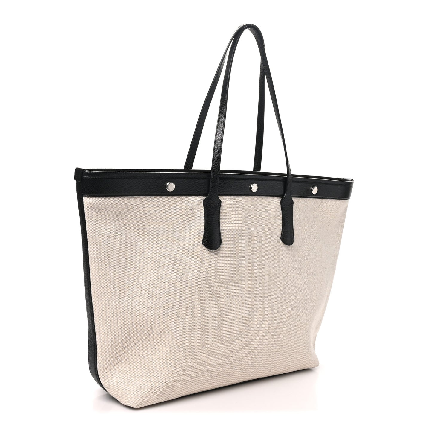 Salt & Pepper Canvas Alpine Calfskin Atene Shopping Bag Naturale Black
