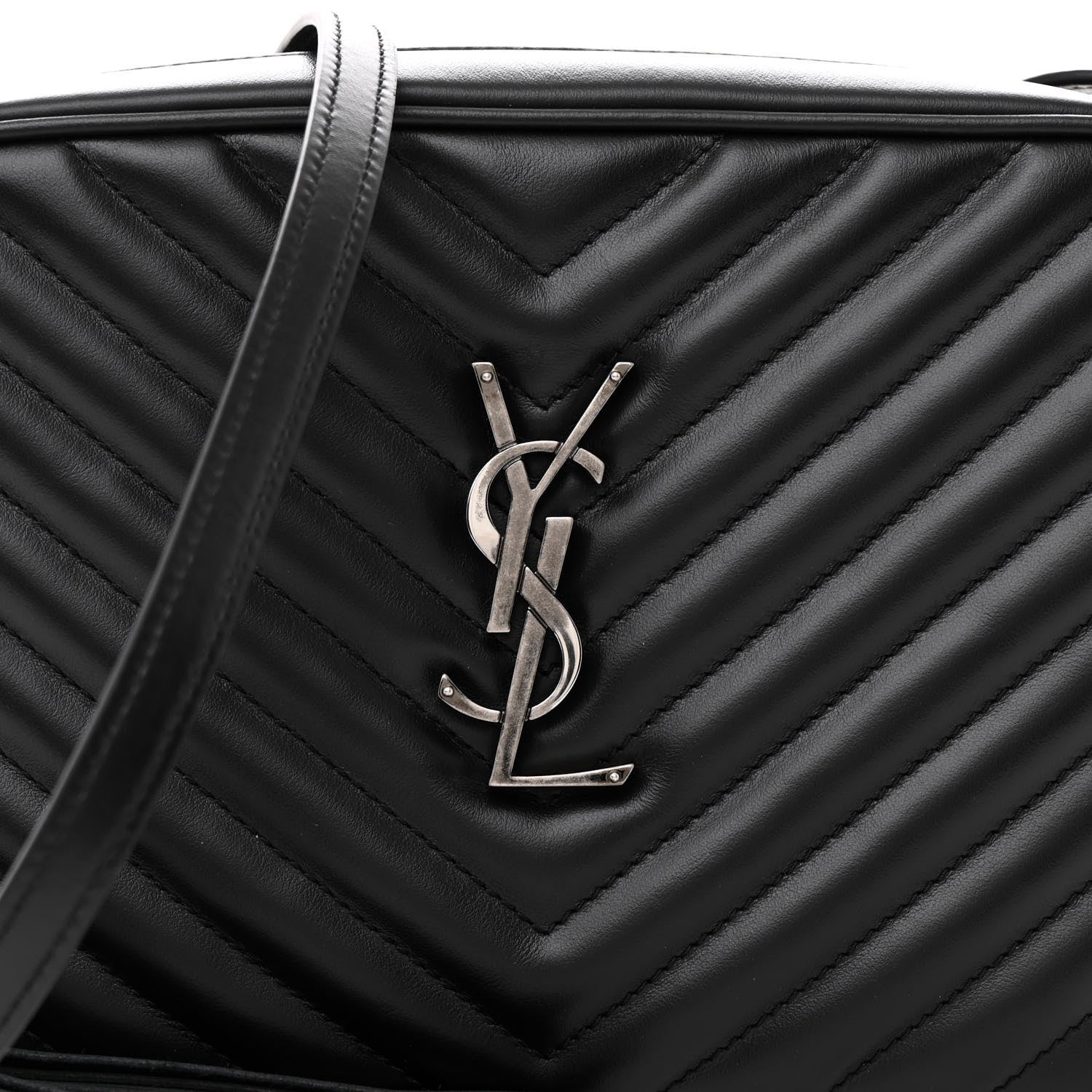 Saint Laurent Calfskin Matelasse Monogram Lou Camera Bag Black 8 of 11
