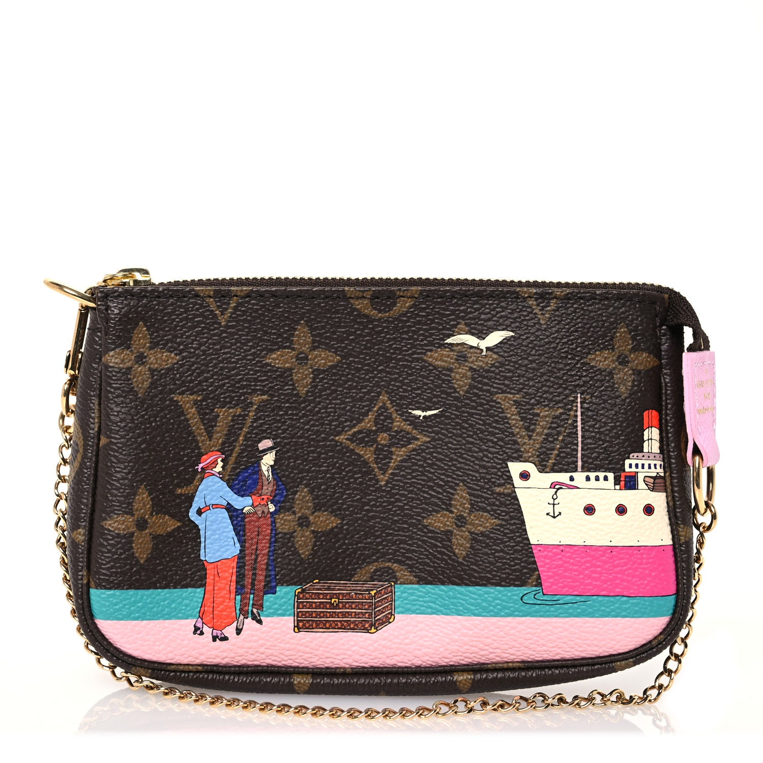 Louis Vuitton Monogram 2016 Christmas Animation Mini Pochette Accessories Rose Ballerine 1 of 7
