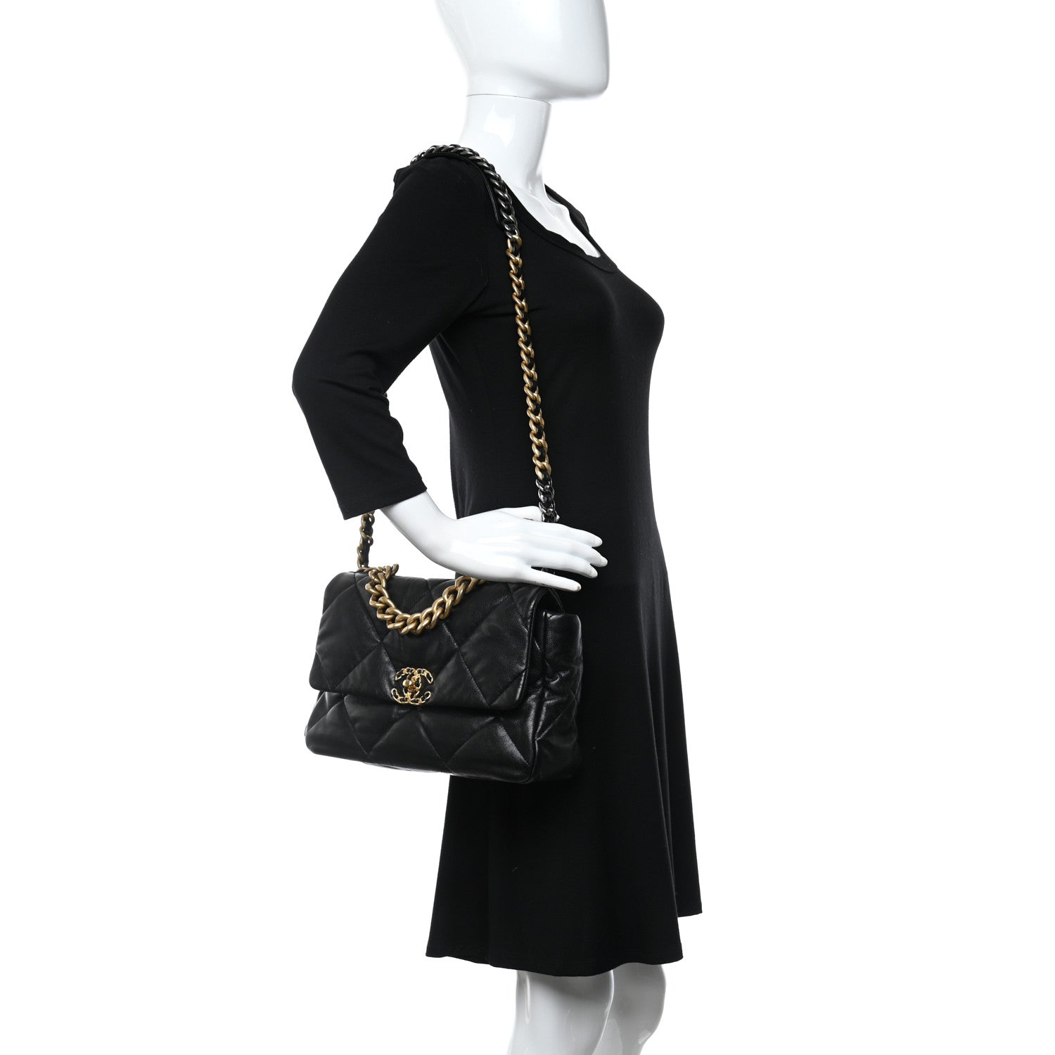 Chanel Goatskin Quilted Large Chanel 19 Flap Black 2 of 15