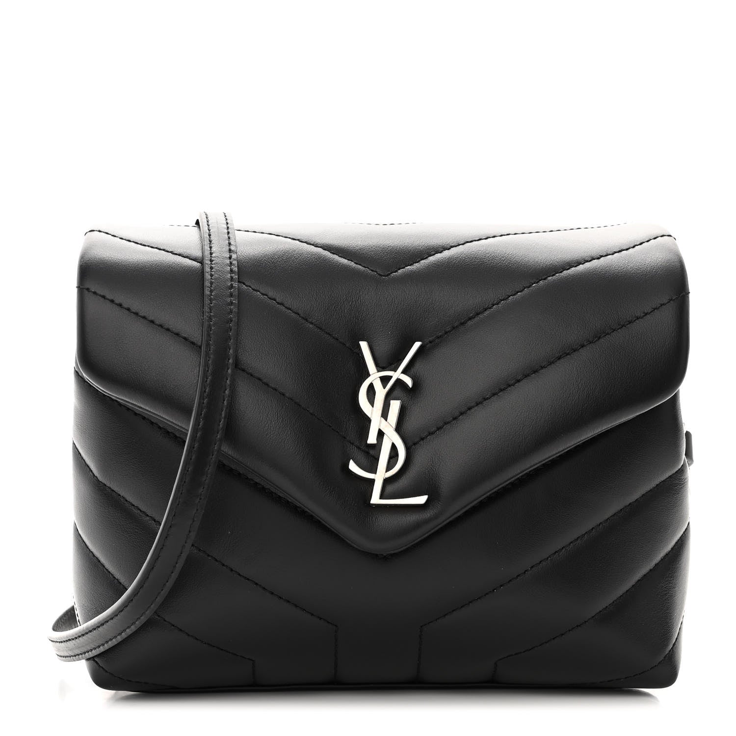 Saint Laurent Calfskin Y Quilted Monogram Toy Loulou Crossbody Bag Black 1 of 11
