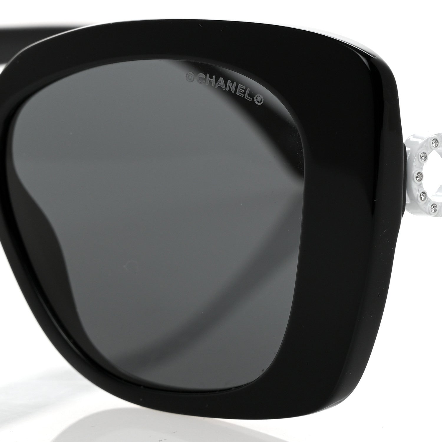 Chanel Acetate Strass Square Sunglasses 5422-B Black White 7 of 8