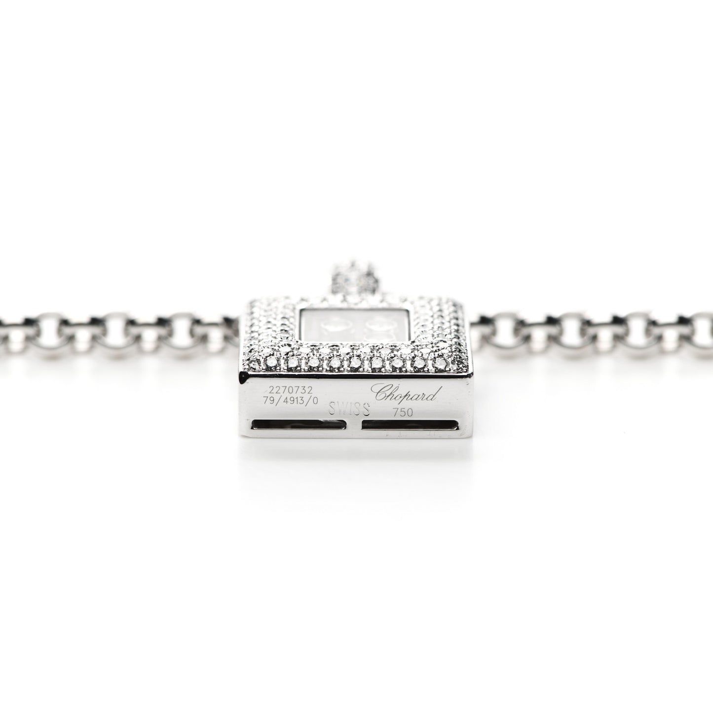 18K White Gold Diamond Happy Diamonds Square Pendant Necklace