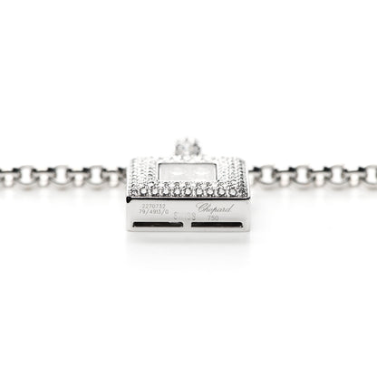 Chopard 18K White Gold Diamond Happy Diamonds Square Pendant Necklace 4 of 4