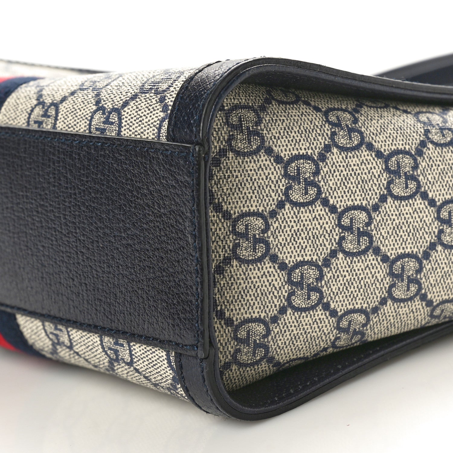 Gucci GG Supreme Monogram Textured Dollar Calfskin Web Small Ophidia Tote Bag Beige Blue 10 of 10