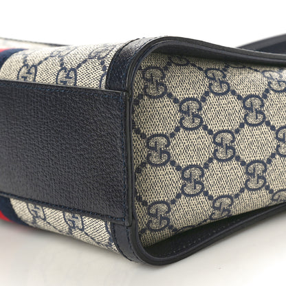 Gucci GG Supreme Monogram Textured Dollar Calfskin Web Small Ophidia Tote Bag Beige Blue 10 of 10